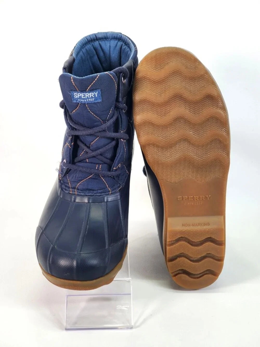 Sperry Girl's Blue Fabric/ Rubber Port Duck Waterproof Boots Size 5M 1346